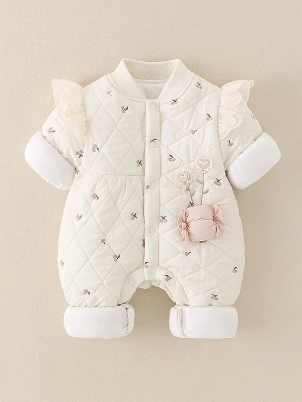 Princ Sle Completo invernale per neonata Tutina in cotone sottile Adorabile abbigliamento caldo da esterno Taglia 3 mesi