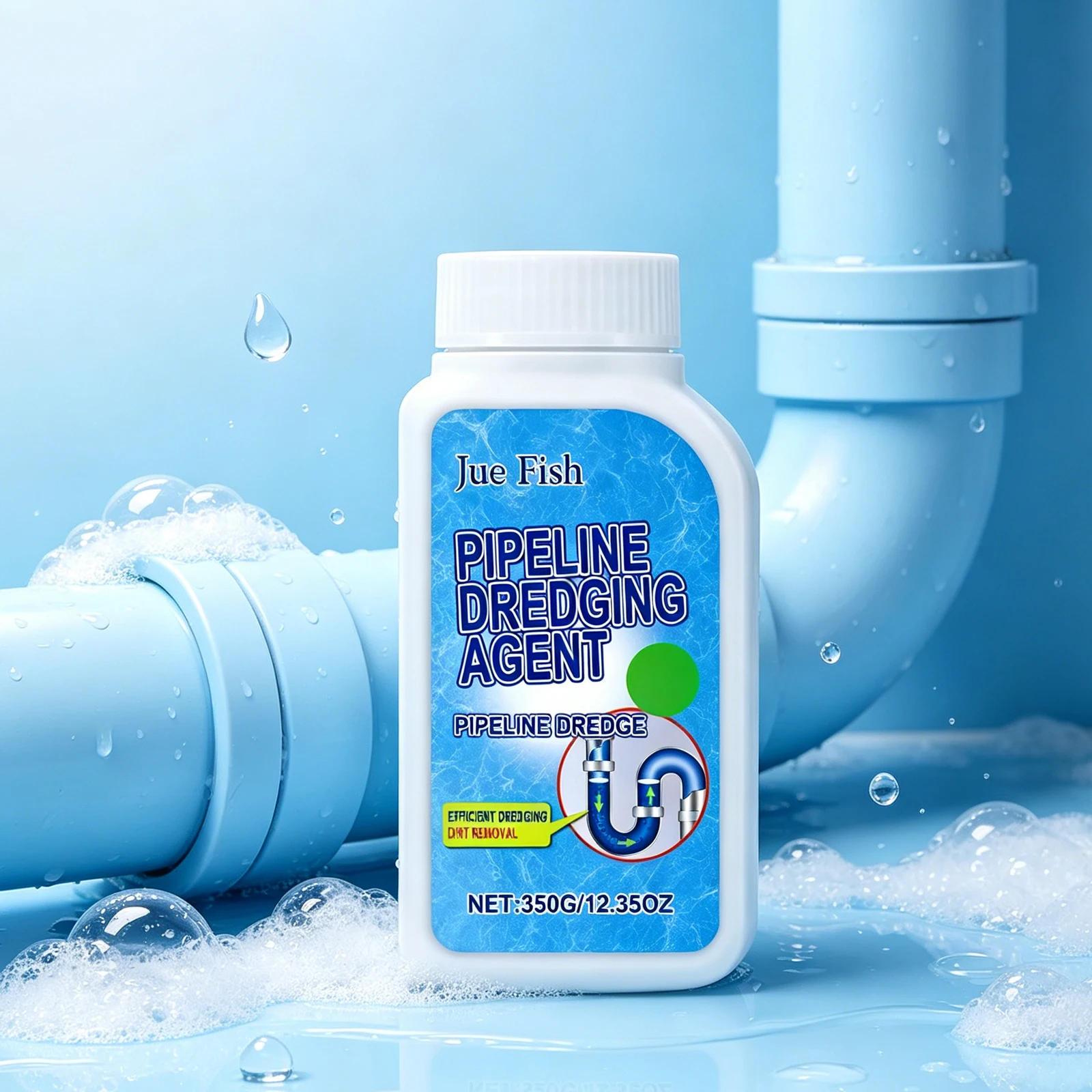 Jue Fish 350g Pipe Cleaning Powder Unclog Drain Clog Remover For Kitchen Bathroom Toilet Drain Hole Home Care