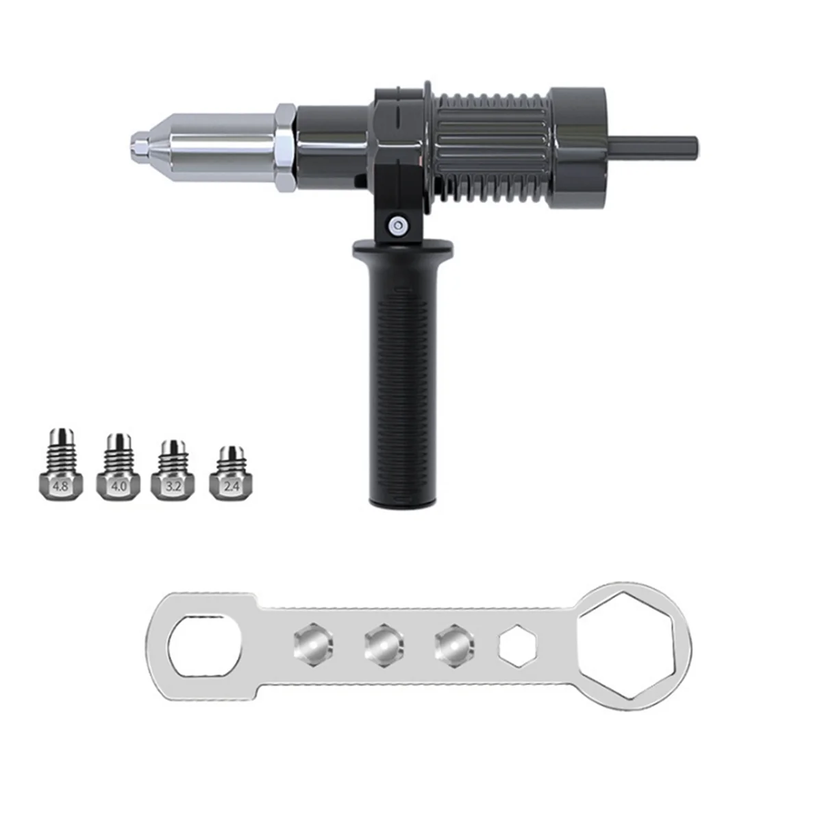 

Electric Riveting Machine Adapter with 2.4/3.2/4.0/4.8 mm Diameter Rivet Head Drill and Handle Wrench Rivet Tool.