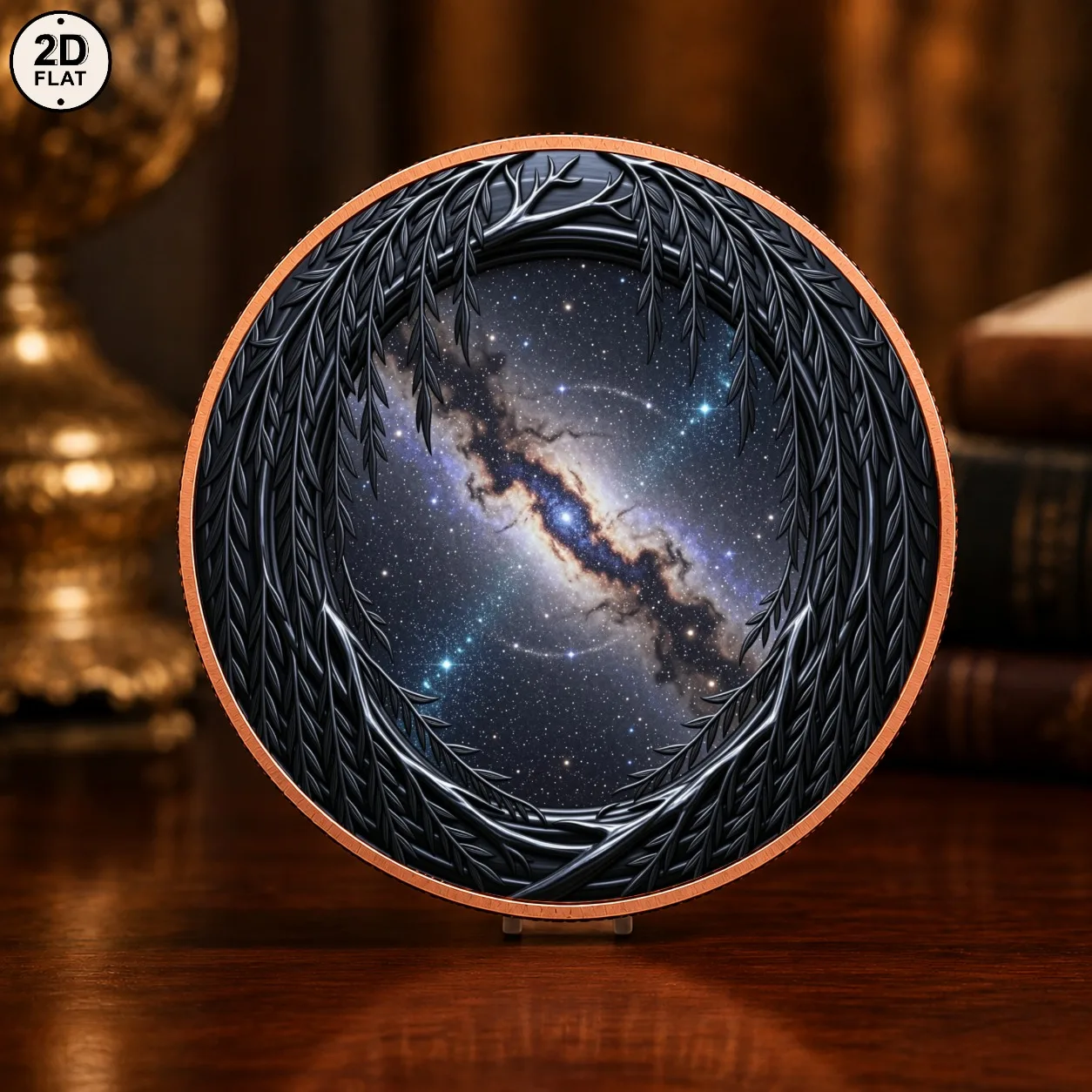 1pc 1oz .999 Fine Copper Cosmic Galaxy Tree Art Commemorative Coin UV Printed Starry Night Space Collectible Medal Souvenir Gift