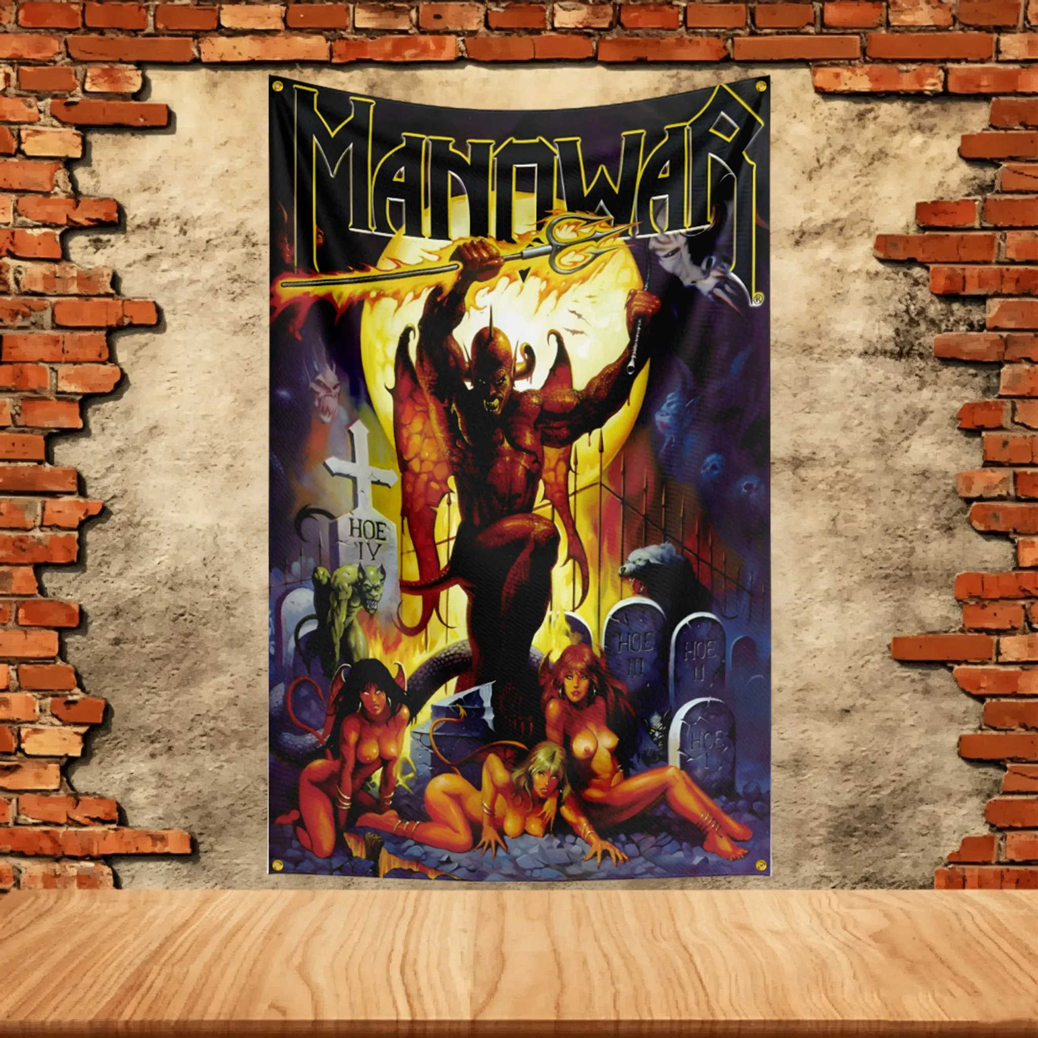 Music Band Flag  for Manowar Fans Banner Custom any Image Garage Bedroom Living Room Dorm Wall Hanging Decor Tapestry