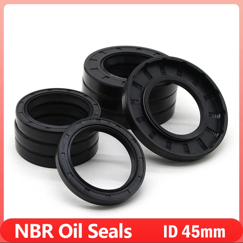 1Pcs  NBR Oil Seal ID 45mm TC-45*55/56/58/60/65/68/70/72/75/80/85/90/100*5/7/8/10/12mm Nitrile Rubber Shaft Double Lip Gasket