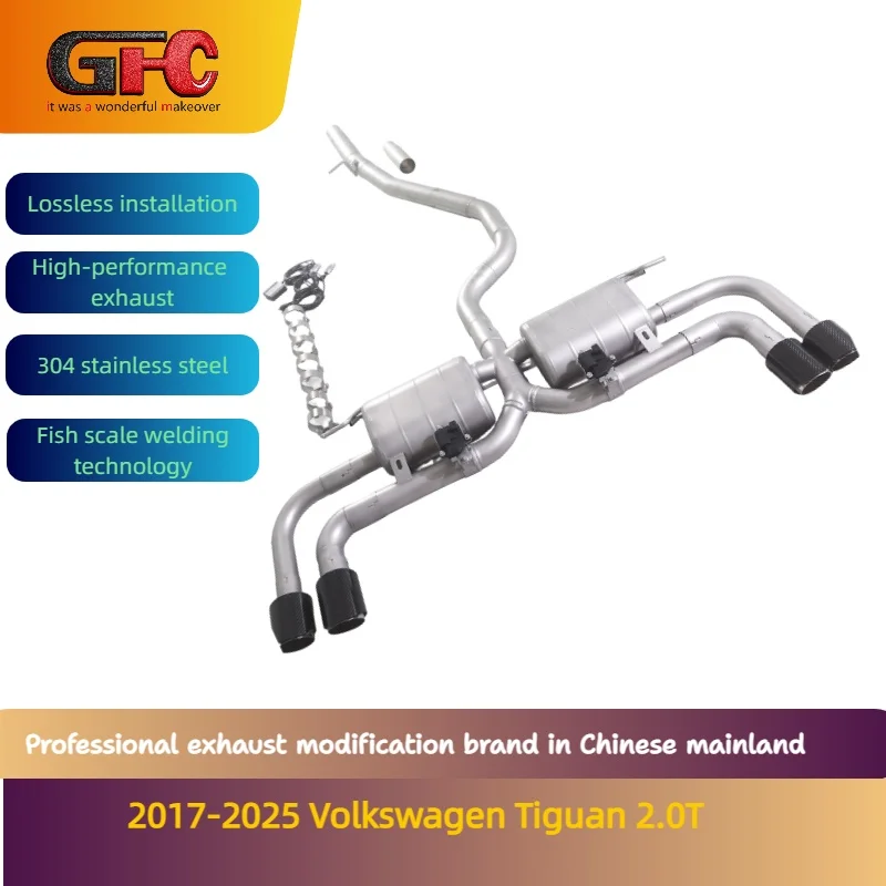 

GFC brand for the 2017-2025 Volkswagen Tiguan 2.0T Catback high-performance variable valve exhaust with mufflers and tips