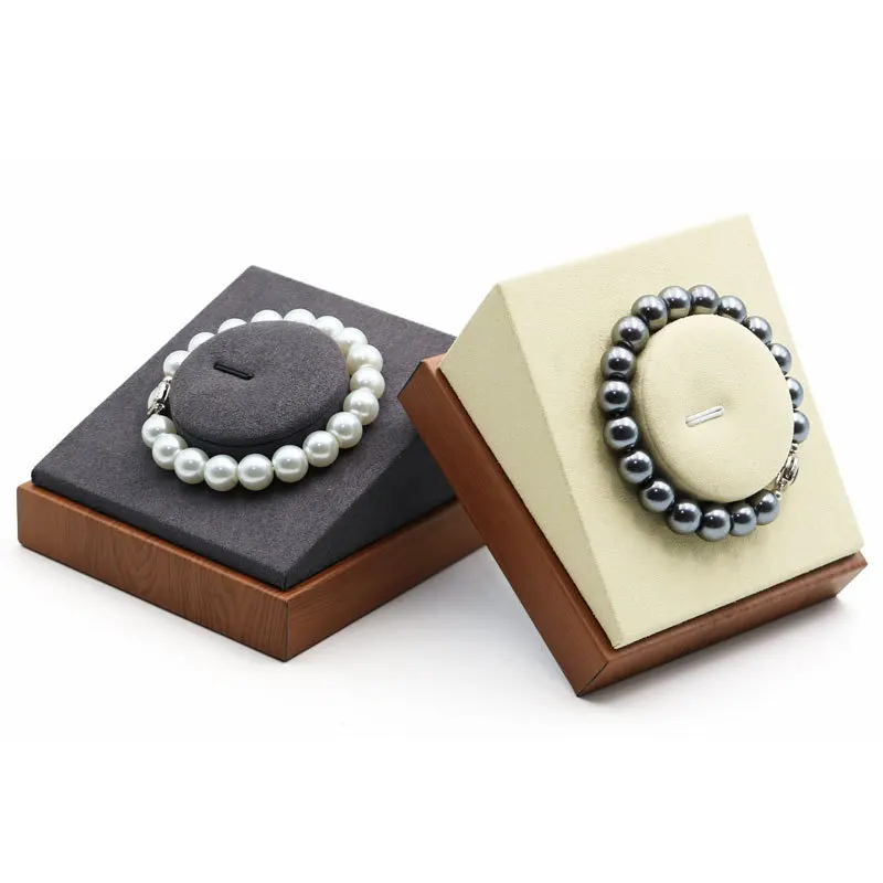 Microfiber Bangle Bracelet Necklace Display Stand Jewelry Counter Display Tray Photography Prop For Pearl Bracelets Necklaces