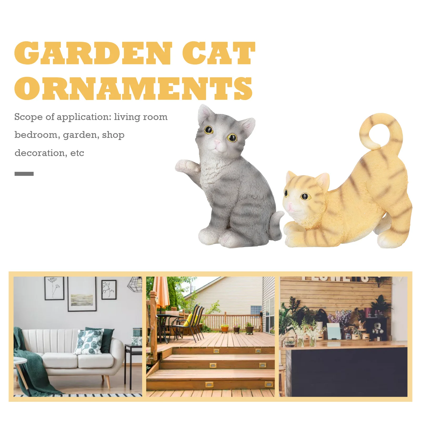 

2Pcs Resin Garden Cat Statue Ornament Creative Cat Shape Yard Outdoor Scene Decoration Outdoor Decoration Garden Decor