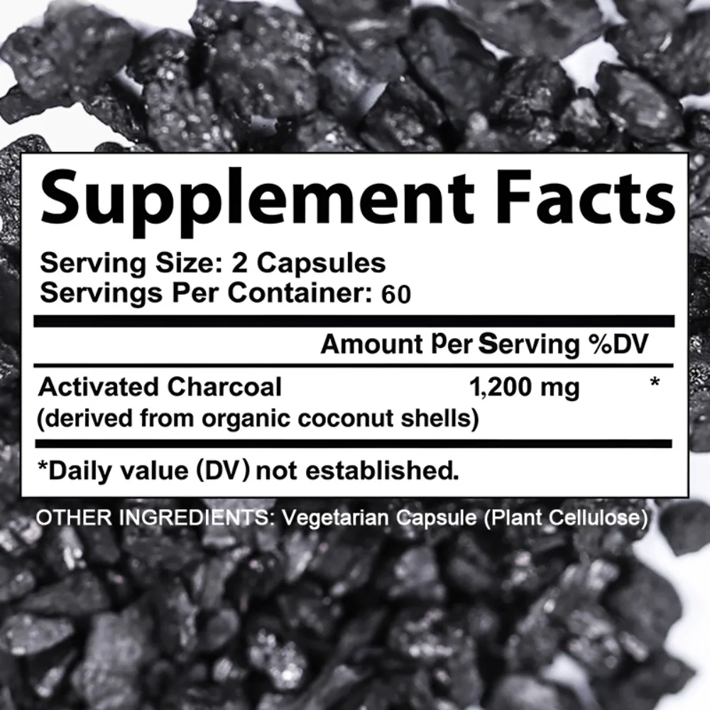Activated Charcoal From Coconut Shells - Helps Alleviate Gas and Bloating, Promotes Natural Detoxification