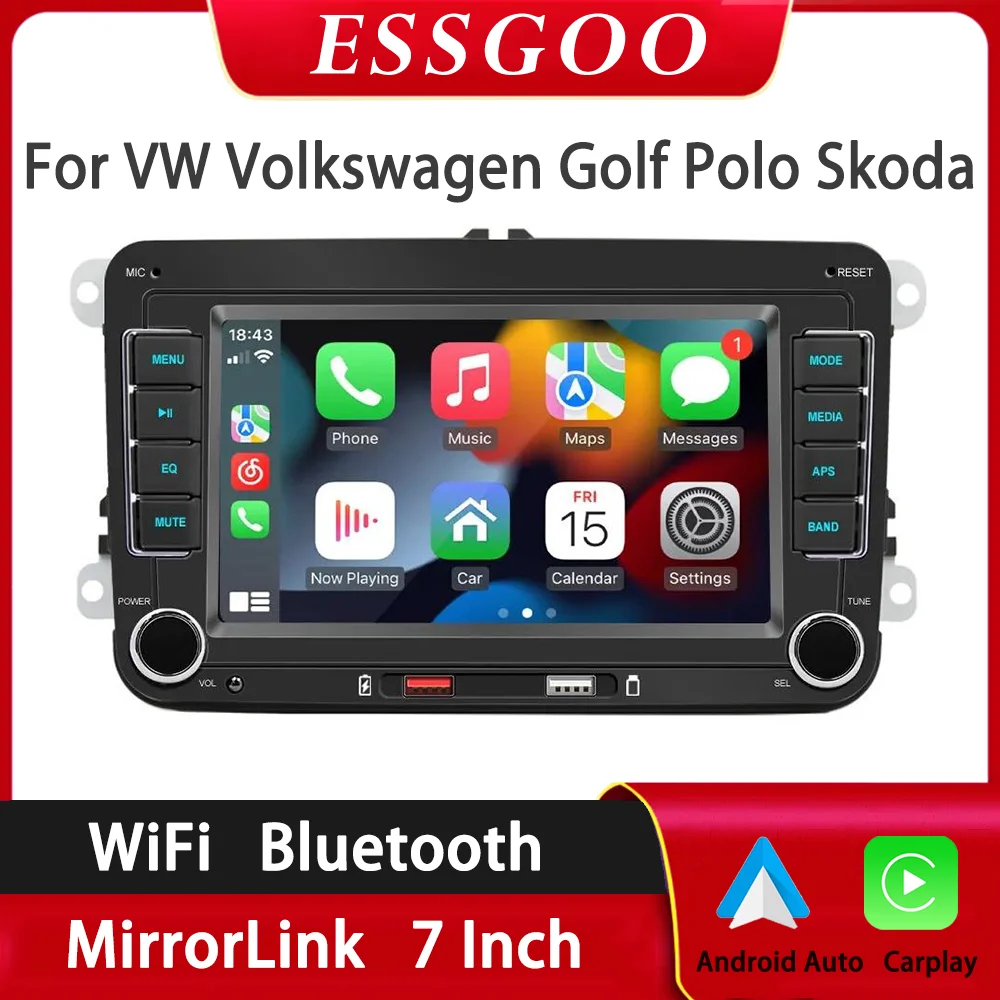 ESSGOO 2 Din Car Radio GPS Android Auto Carplay For 7