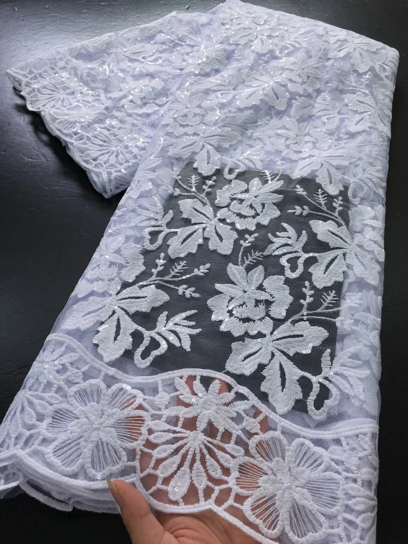 الأبيض الأفريقي جبر الحبل الدانتيل الترتر الأقمشة عالية الجودة للذوبان في الماء الدانتيل التطريز فساتين الحفلات للنساء ، 2.5 ياردة 4458
