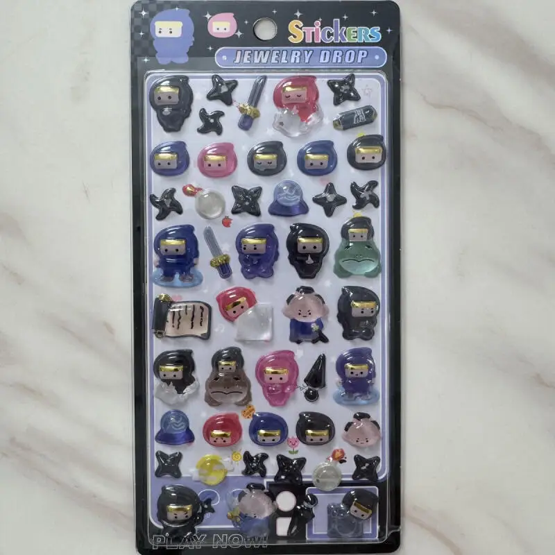 

New Kawaii Japanese Sumo Ninja Cartoon 3D Crystal Relief Stickers Creative Girl Phone Case Decoration Birthday Gift Accessories