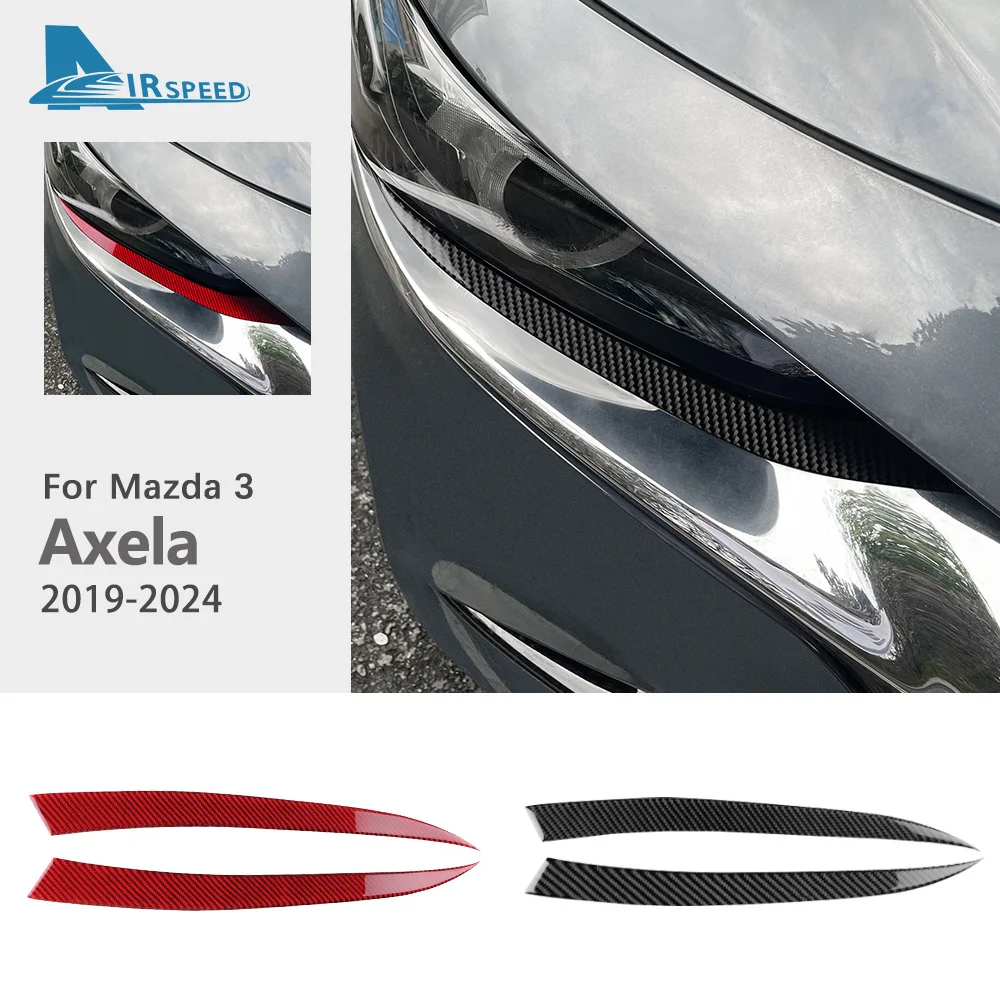 

Настоящая мягкая наклейка из углеродного волокна для Mazda 3 Axela BP 2019 2020 2021 2022 2023 2024 2025, автомобильная лампа, декоративная отделка для бровей, аксессуары