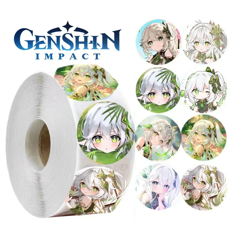 500PCS/Roll Genshin Impact Game Sealing Decal Waterproof Xiao Keqing Shotgun Kaedehara Kazuha Envelope Kawaii Stationery Sticker