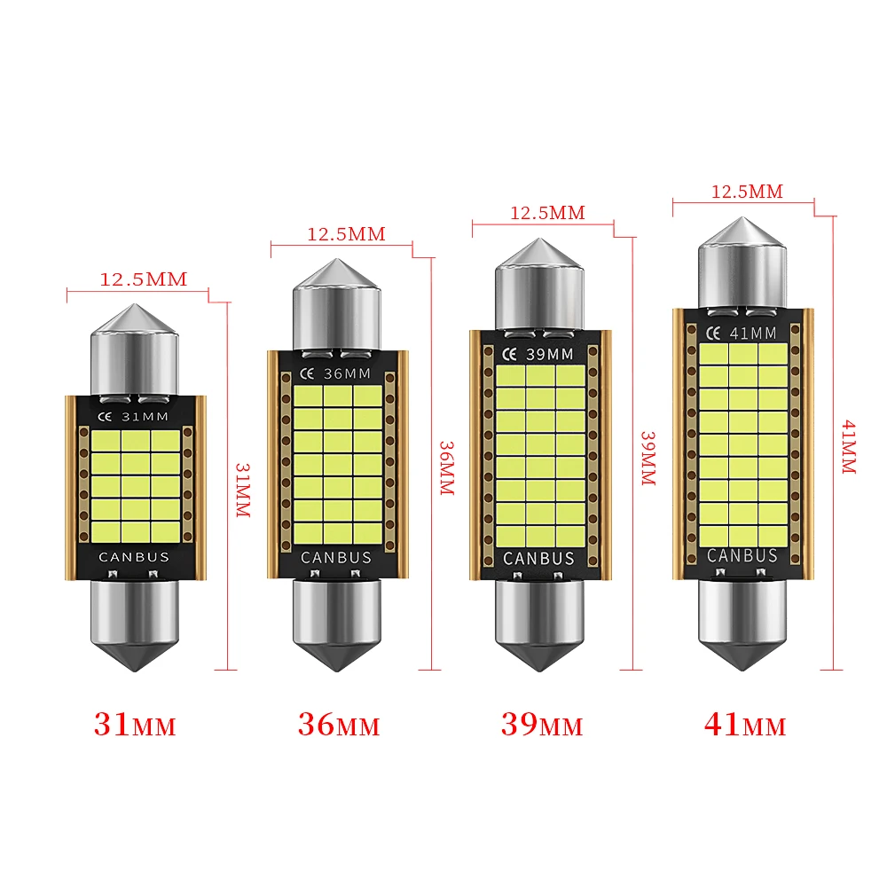 2PCS C10W C5W LED Canbus Festoon 31mm 36mm 39mm 41mm Light For Car Truck Interior Reading Bulb License Plate Signal Lamp 12V 24V