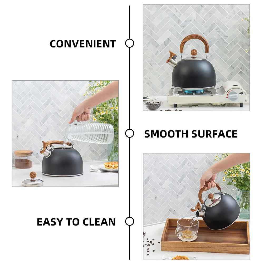 

Whistling Kettle Stainless Steel Stovetop Tea Pot For Boiling Water Automatic Hooter Lightweight Portable Sound Alert