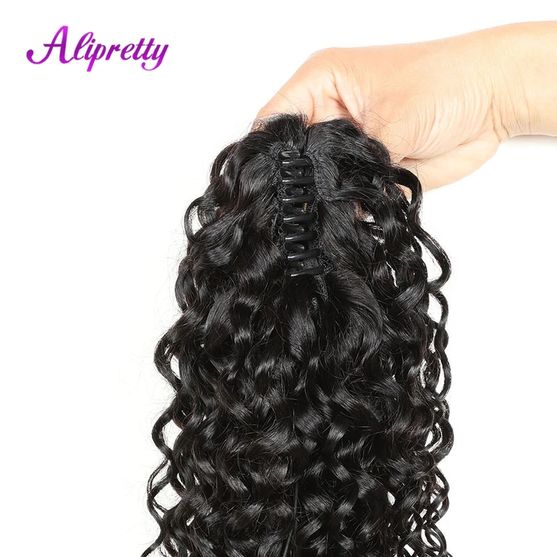 Alipretty Water Wave Paardenstaart Menselijk Haar Klauw Clip Op Paardenstaart Uitbreiding Voor Vrouwen Krullend Paardenstaart Haar Braziliaanse Haarstukken