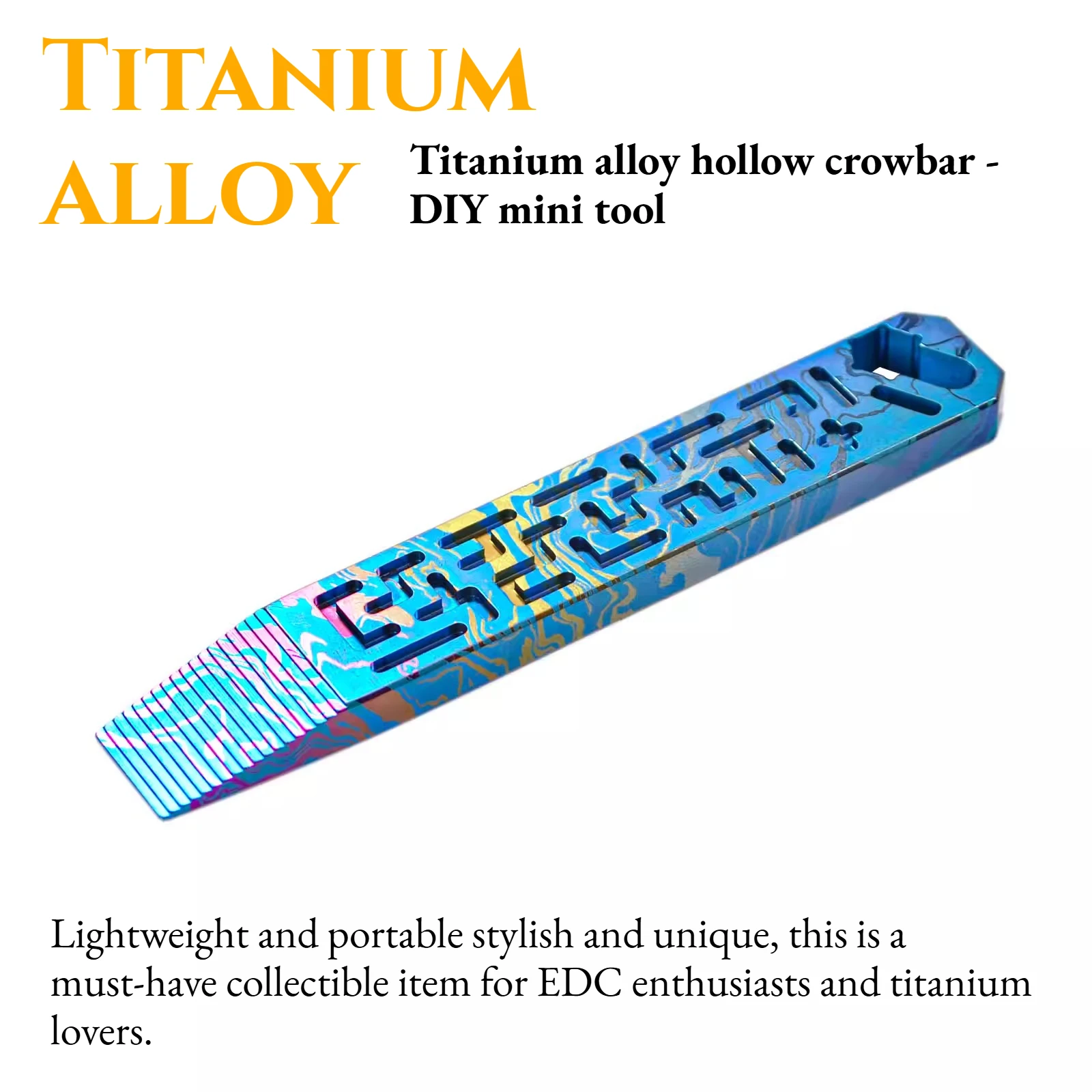 High-quality TC4 Titanium Alloy Hollowed-out Pry Bar DIY Mini Multi-functional Tool Wrench EDC Portable Equipment