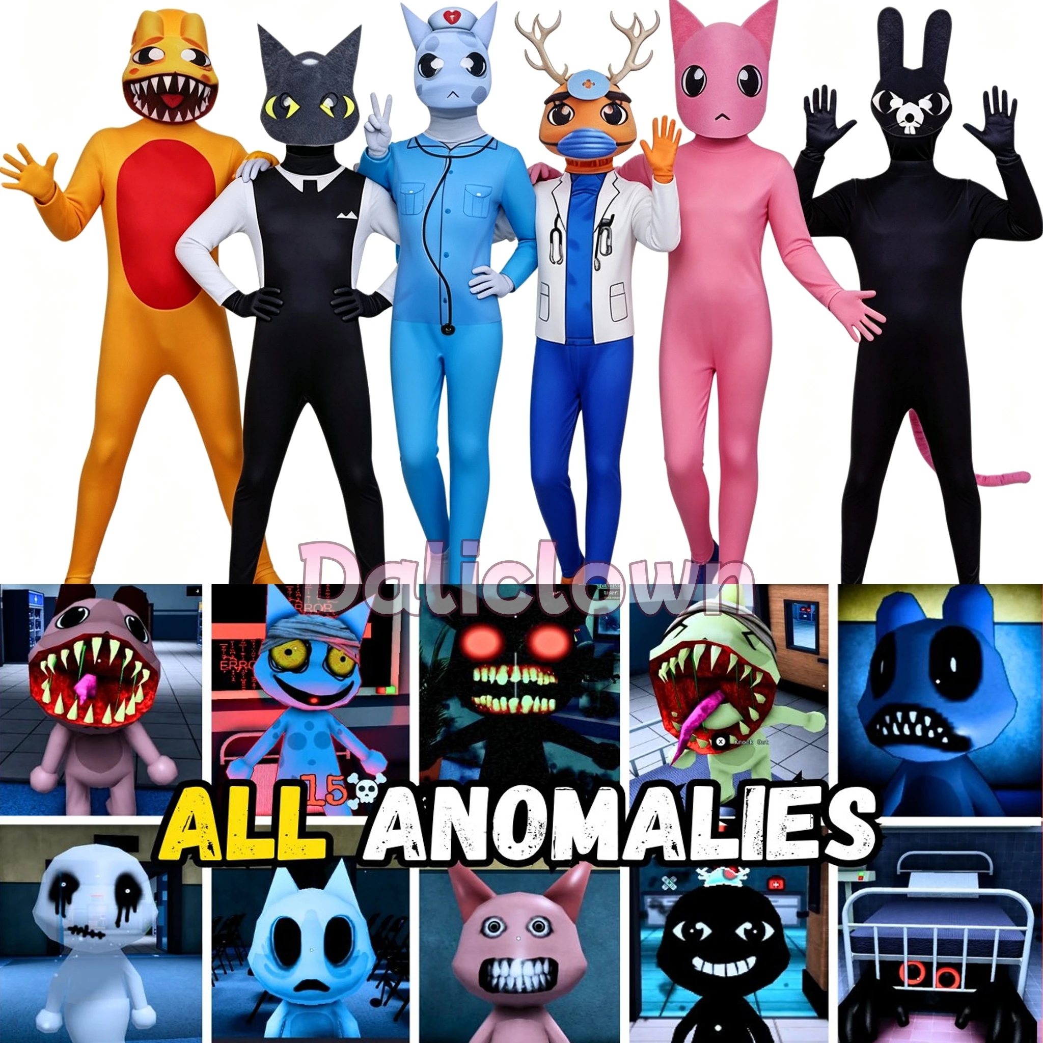 Anomalie Krankenhaus Tierkostüm Horror-Spiel Krankenhaus-Tieranomalien Monster Hirsch Hase Maus Katze Cosplay Halloween-Kostüm
