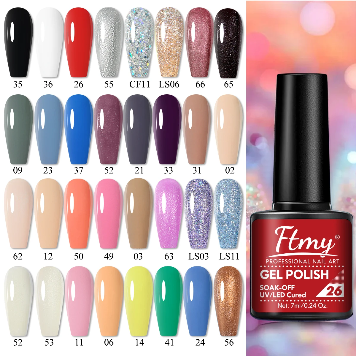 

Набор гель-лаков для ногтей FTMY, 8 шт., нетоксичный, без запаха, без свинца, замачиваемый УФ-светодиодный гель-лак для ногтей для маникюра, дизайна ногтей