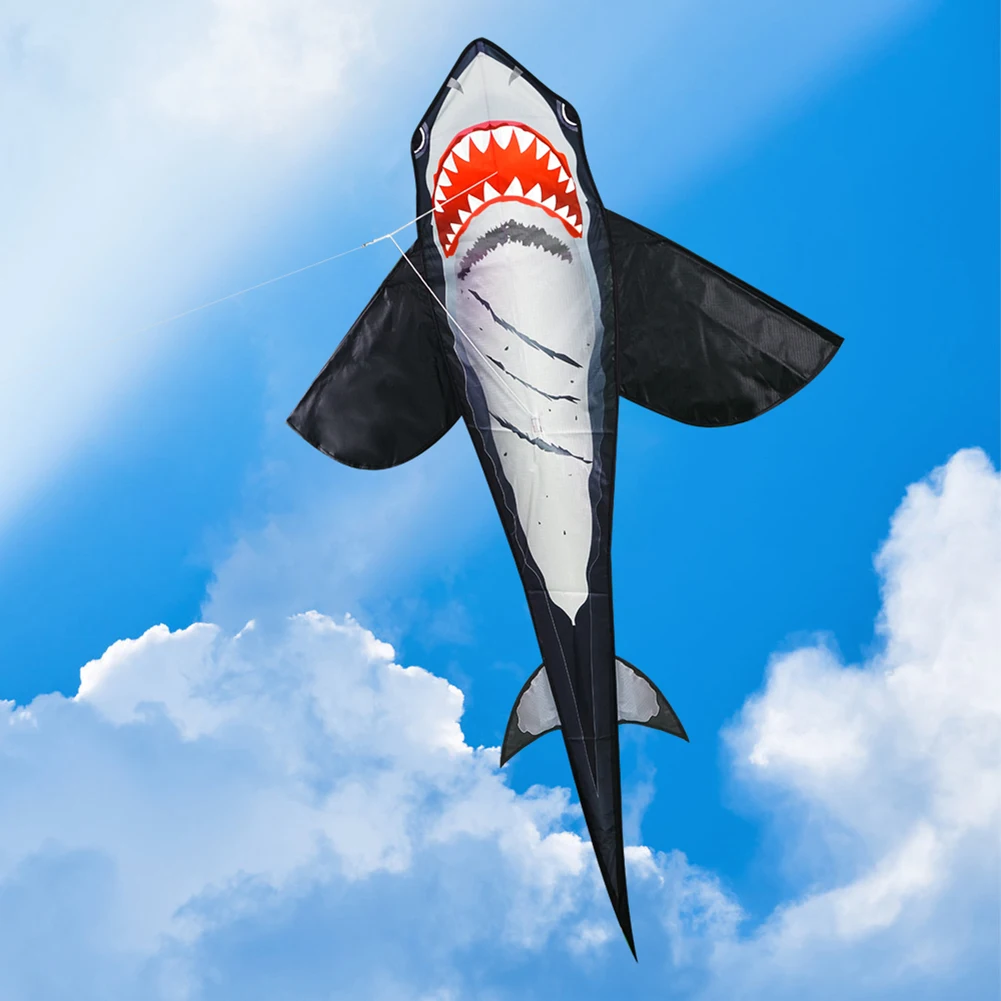 Big Shark Shaped Kite Easy To Fly Cute Animals Kite with Wire Board Primary Stunt Kite Enhance Coordination Children Gift