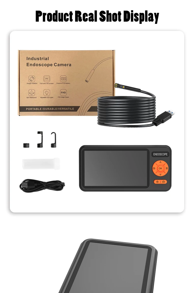 Schermo IP da 4,3 pollici 2MP 1080P Tripla lente Endoscopio industriale CMOS Periscopio Ispezione Otoscopio Fotocamera Microscopio digitale