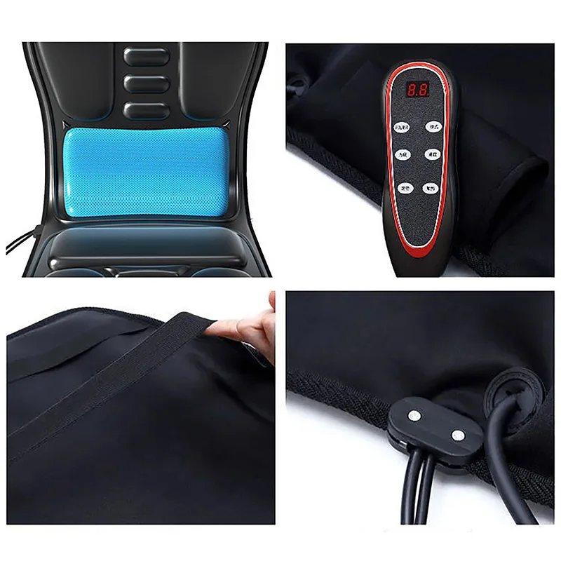 Universal Car 220V Electric Heated Massage Cushion Adjustable And Detachable Full Body Massage Leather Seat For Home Car, Office