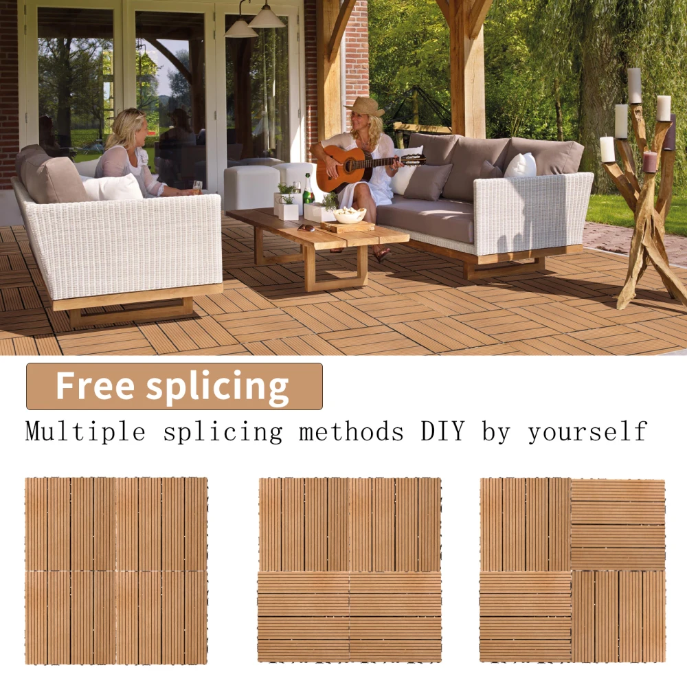 Wood Plastic Composite Deck Tiles Set of 20, Sustainable FSC Composite Decking Resist Rust, Water, Weather,  Ideal for Patios