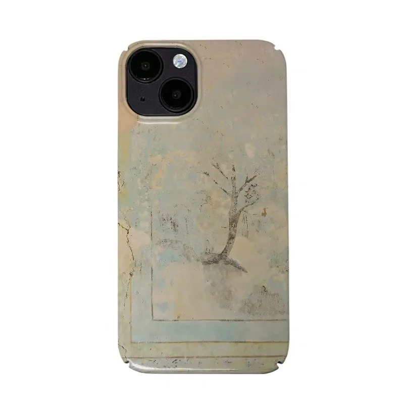

Light Yellow Blue Tree Art Graffiti Phone Case for IPHONE 17 Air 16E 15 PROMAX 14 16Plus 13 12 MINI 11 XR XS Acrylic Phone Cover