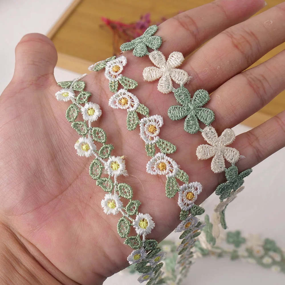 Flower Embroidered Lace Trim Ribbon For Crafts Dress Cheongsam Decoration Scrapbook DIY Materials Needlework Sewing Accessories