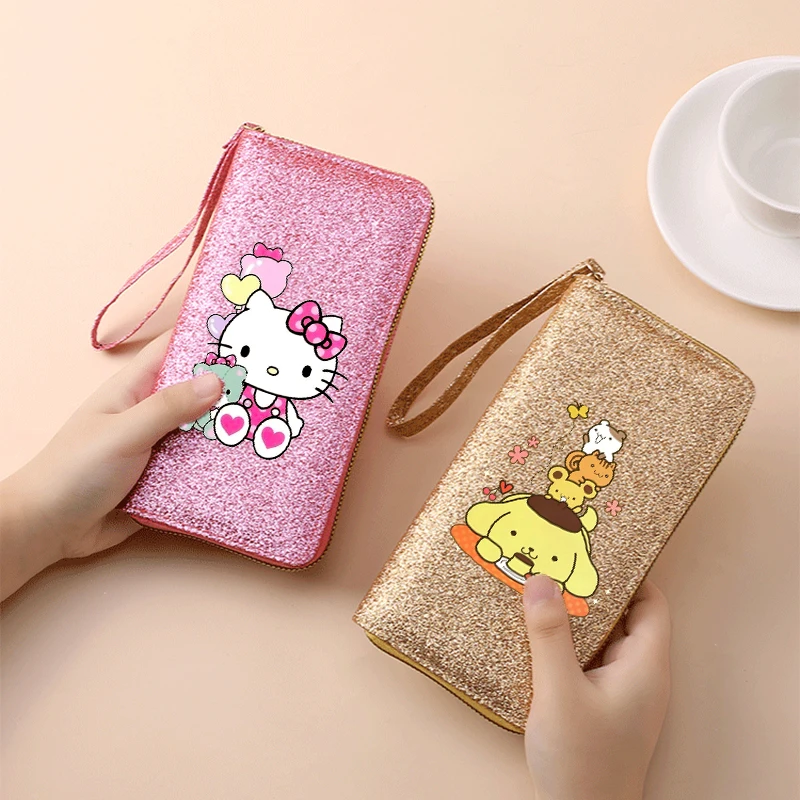 

Sanrio Long Shiny Wallet Fashionable Cartoon Pattern Wallet Large Capacity Mobile Phone Large Banknote Coin Wallet Friend Gift