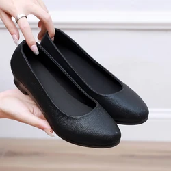 New Women's Singles Soft Sole Hotel Anti Slip Work Shoes  Long Standing  Not Tired Black Shoes  Versatile Four Seasons Shoes