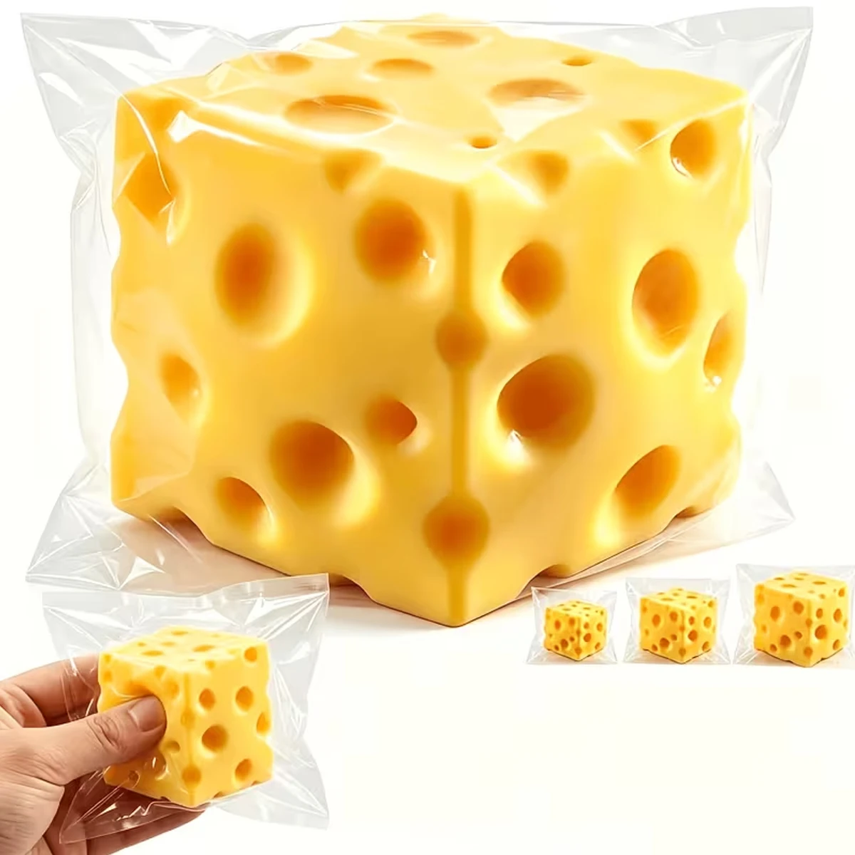 1 Piece Yellow Square Cheese Squeeze Toy, Sensory Toy, Holiday Gift, Suitable for Office Desk Toys, Squeeze Toy, Birthday Gift, Party Favor, Desktop Decoration, Very Suitable as a Halloween, Thanksgiving, or Christmas Gift, Children's Holiday/Birthday Gift, Squeeze Toy