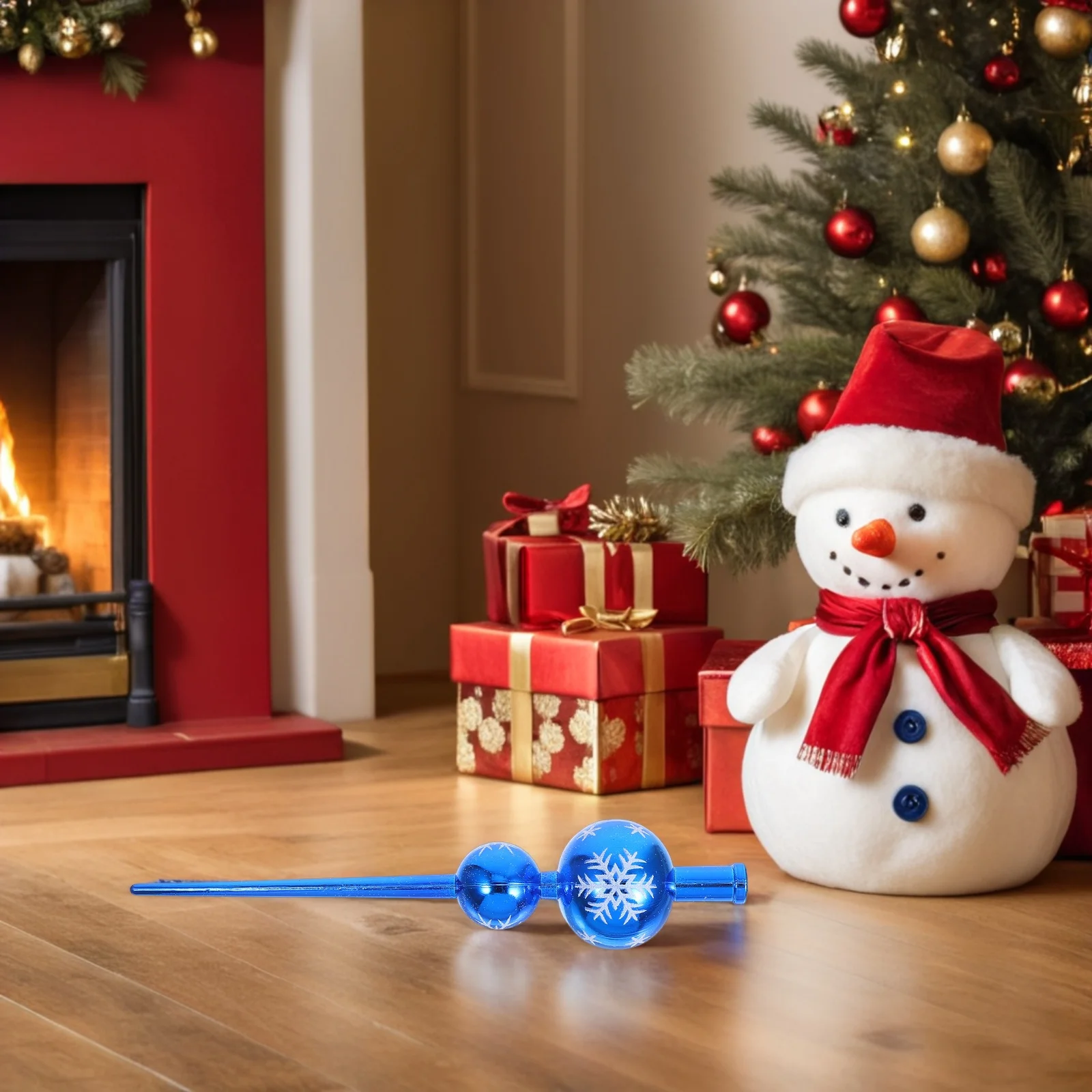 

Gourd Shaped Christmas Tree Topper Blue Spherical Vintage Holiday Decoration Unique Xmas Party Decor Globe Ornament Plastic