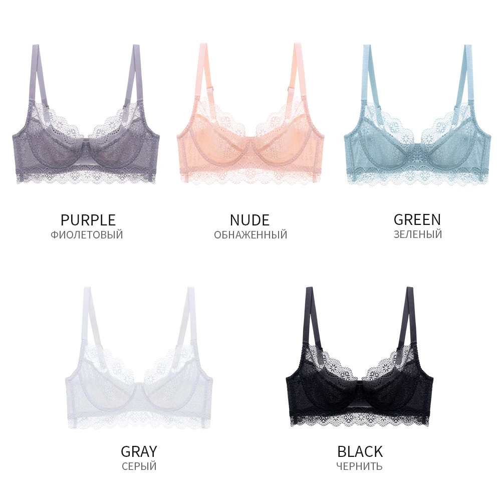 Xianqifen ultra thin lace bras for women transparent crop top bh intimates sexy bralette lingerie brassiere minimizer push up