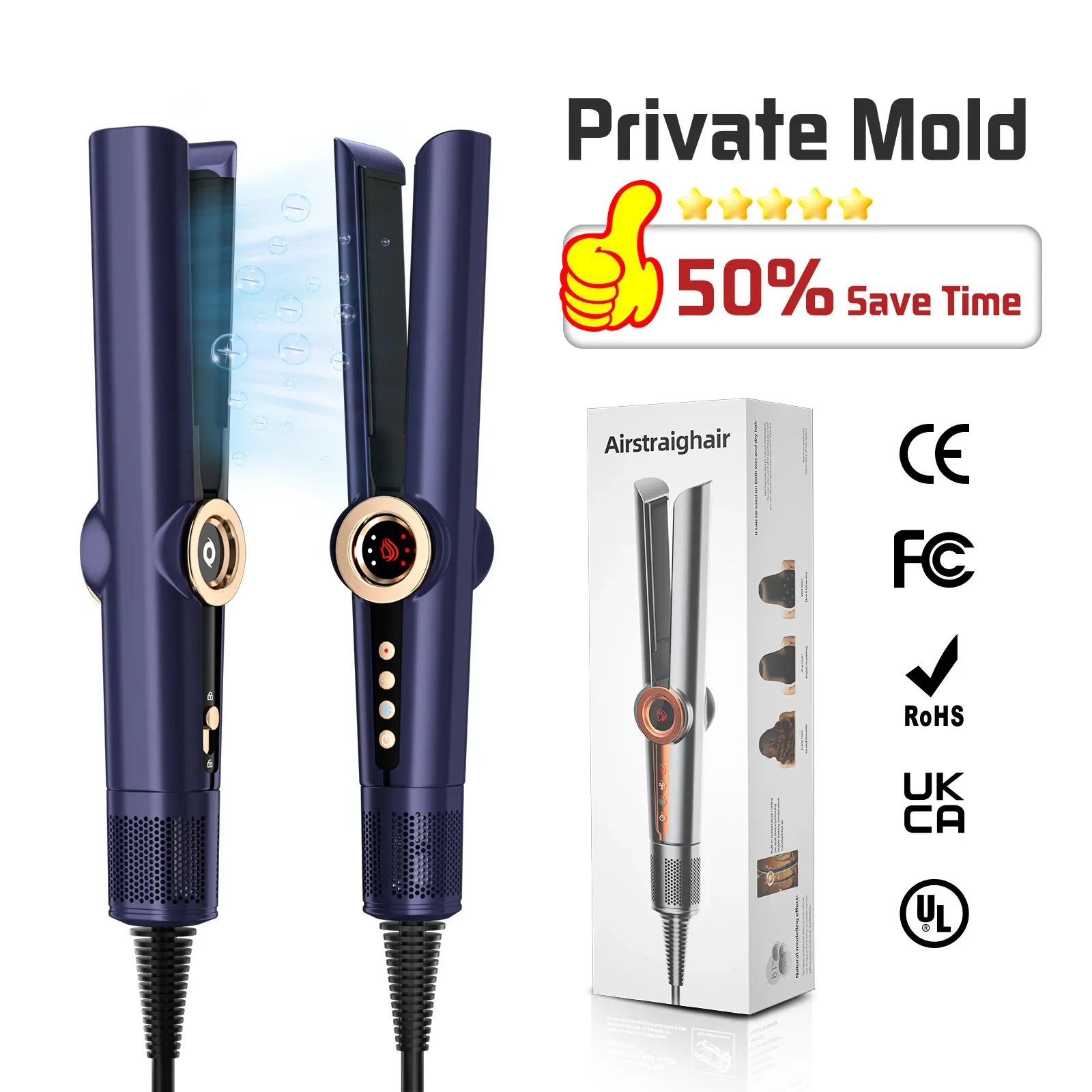1pcs  popular high-speed hair straightener, dry and wet self-detection, hair dryer straightener, fluffy hair straightener