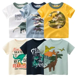 Brand Summer New 2024 Kids Clothes Short Sleeve Cartoon Dinosaur T-Shirt Boys Fashion O-Neck Cotton Top Tees Dropshipping