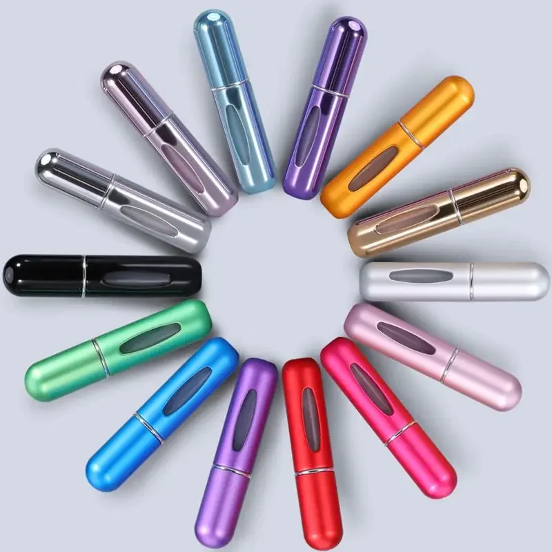 3/5/10/20Pcs 5ml Portable Refillable Perfume Bottle Liquid Empty Container Mini Aluminum Spray Alcochol Atomizer for Travel