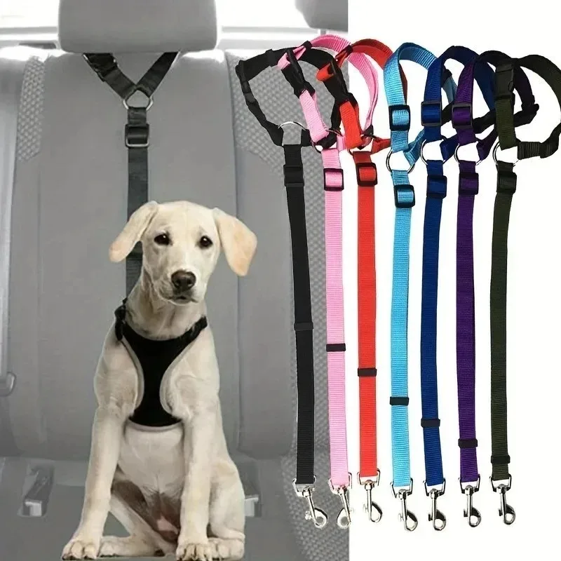 Pet Car Safety Seat Belt Nylon Headrest Restraint Harness Leash Adjustable for Dogs And Cats Travel Vehicle Accessory