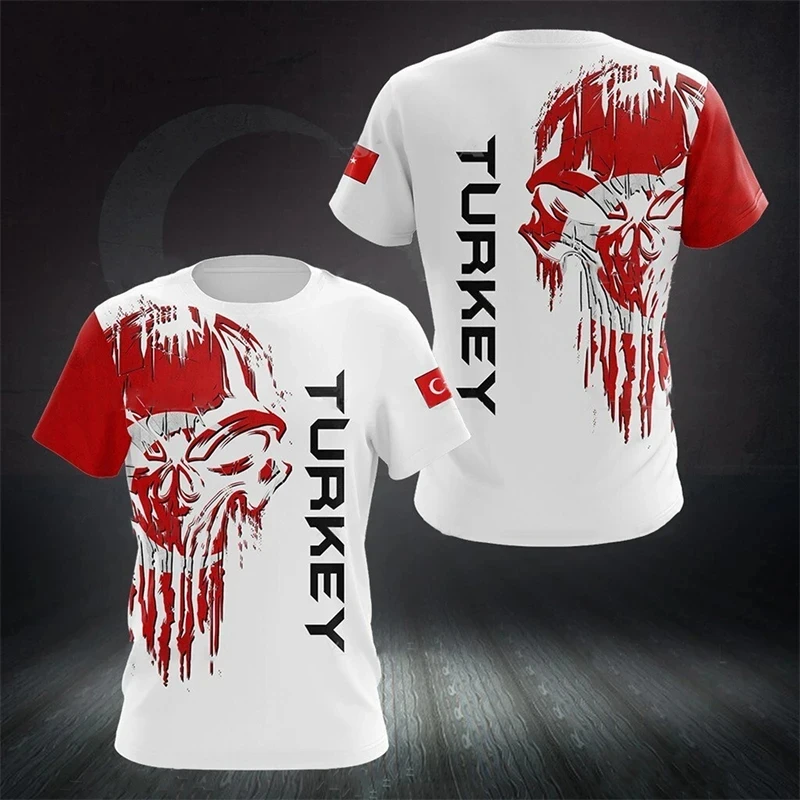 TÜRKEI 3D-Druck Sport Schnelltrocknend Atmungsaktiv Herren T-Shirt Outdoor Fußballtrikot Fan-Training Eltern-Kind Kurzarm-Kleidung