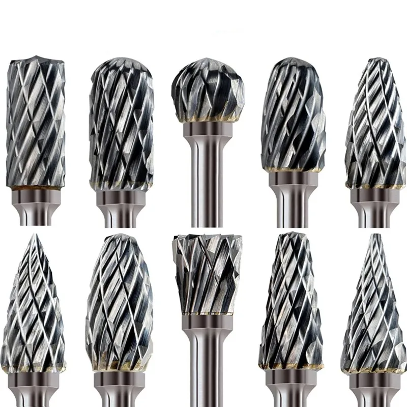 Wolframkarbid-Rotationsfeilen-Set, Fräser, 1/8“ Doppelschnitt Dremel Zubehör für Holzbearbeitung, Schleifen, Schnitzen, 10 Stück – Detail 2
