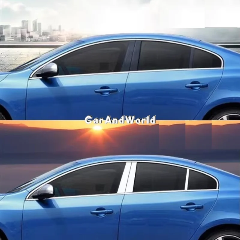 

Stainless Steel For Volvo S60 201-2018 Car Door Upper Window Pillar B/C Center Column Cover Trims Accessories