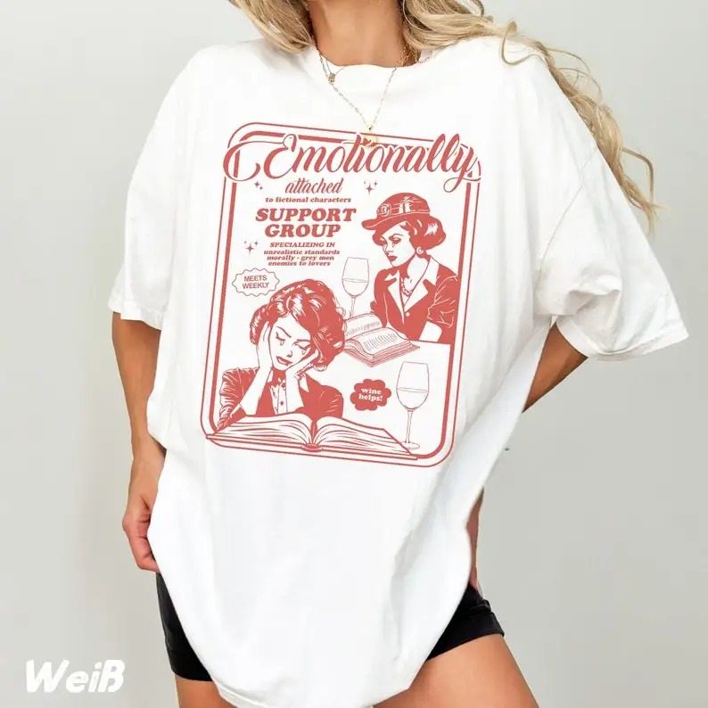 Retro Booktok T-Shirt Unisex, Emotionally Attached Shirt, Funny Reader Bookworm Shirt, Spicy Book Gift