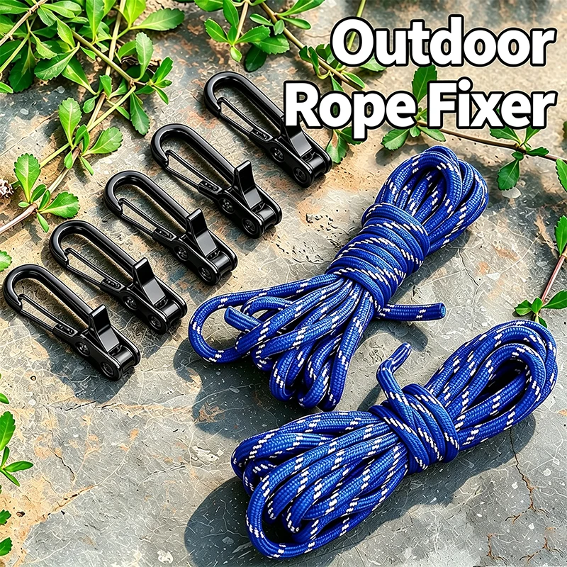 Rope Tightening Tensioner Tool with Hooks Retractable Self Locking Tie Down Rope for Moving Camping Tent Hammock Secure Fastener