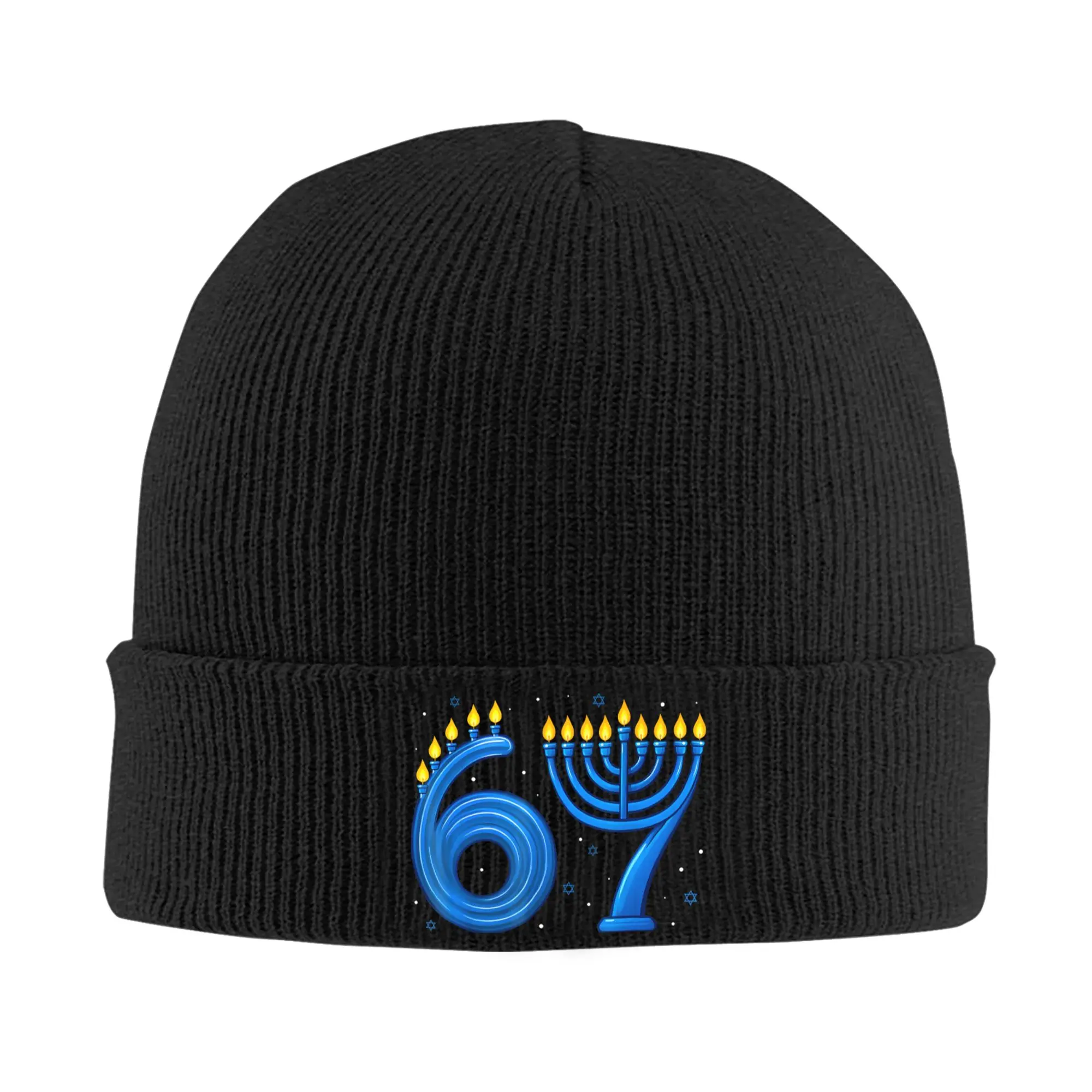 Funny Six Seven 67 Meme Knit Hat Beanies Autumn Winter Hats Warm Acrylic  Color Hanukkah Chanukah Cap for Men Women Gift,