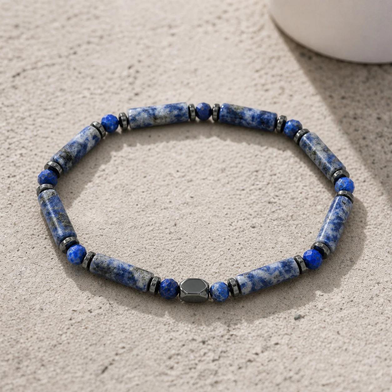 1pc Natural Untreated Semi Precious Stone Round Beaded Strand Bracelet Meditation Style Unisex Wrist Jewelry