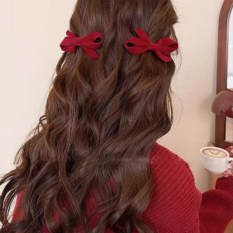 Fashionable Velvet Bow Duckbill Hair Clip For Women Exaggerated And Cute Edge Clip Banquet Jewelry Accessories