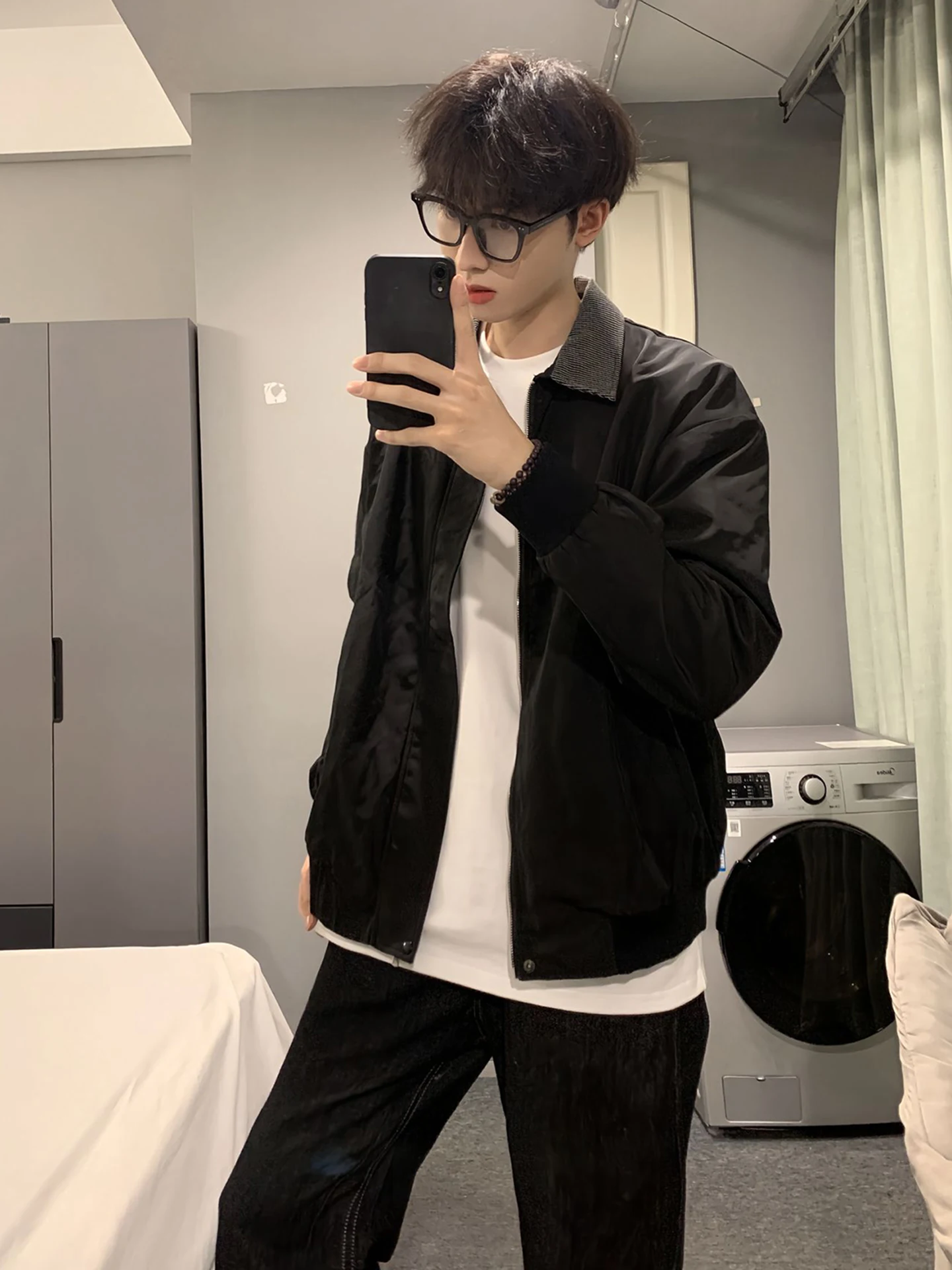 

ort Flight Jaet for Men Autumn Cleanfit Boys Premium Plaid Splicing Baseball Sle Anti-wind Long Sve Zipper Closure