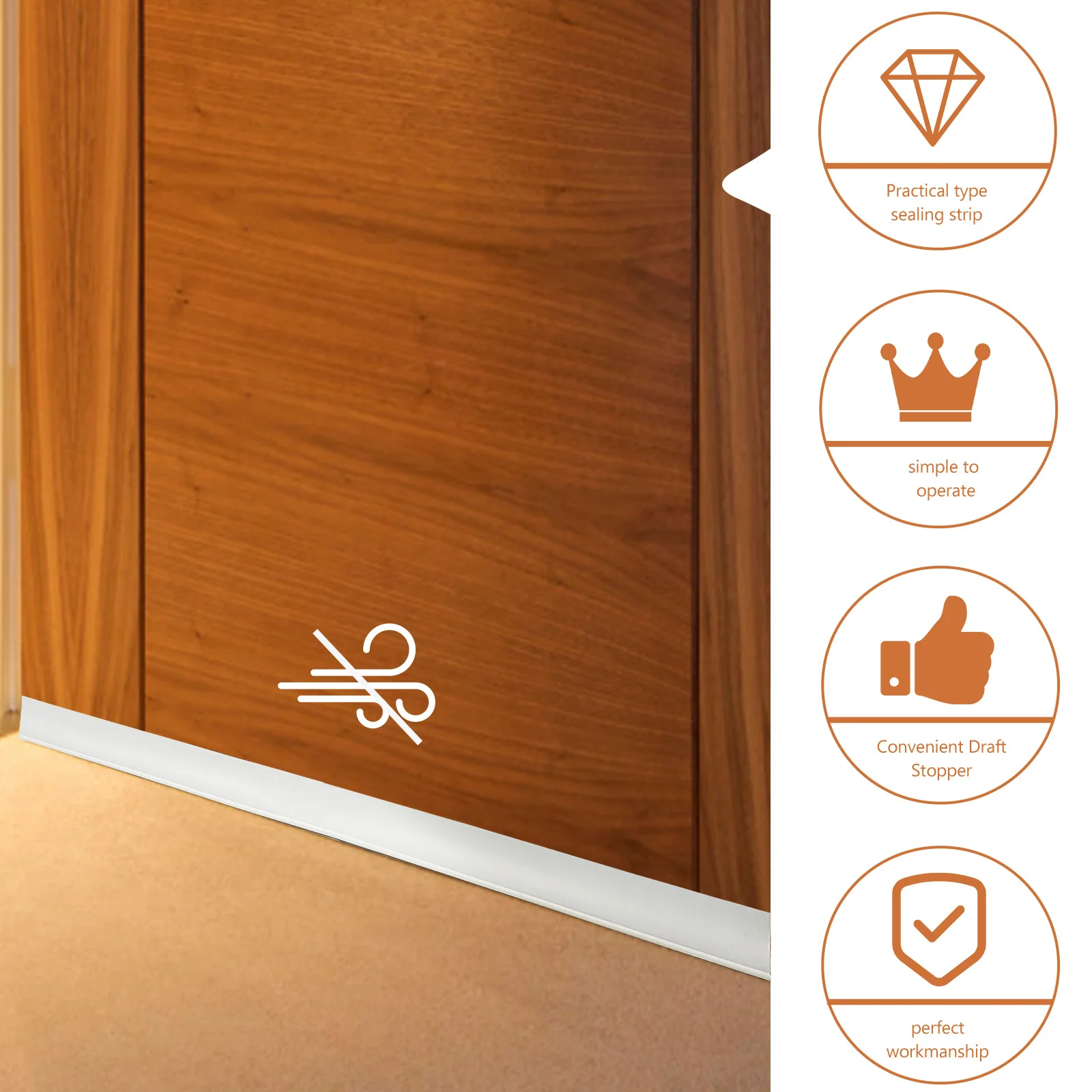 

Practical Sealing Strip Door Bottom Windproof Noise Reduction Multifunctional Soundproofing Home Dorm Use Perfect Workmanship