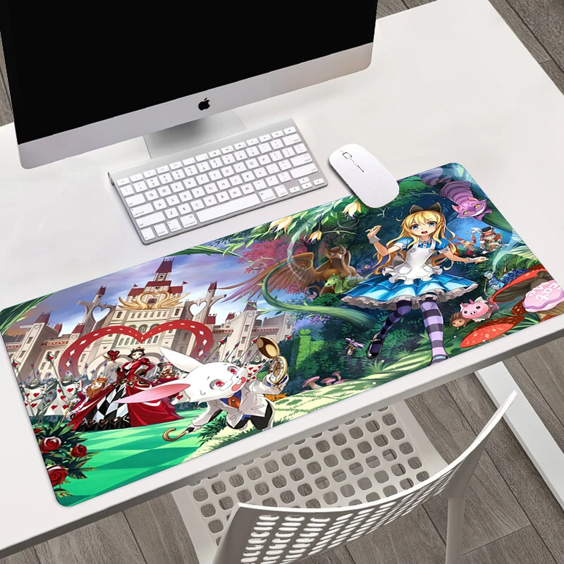 Disney cheshire gato alice no país das maravilhas impressão hd mouse pad computador computador computador computador computador grande almofadas de mesa bloqueio de borda teclado