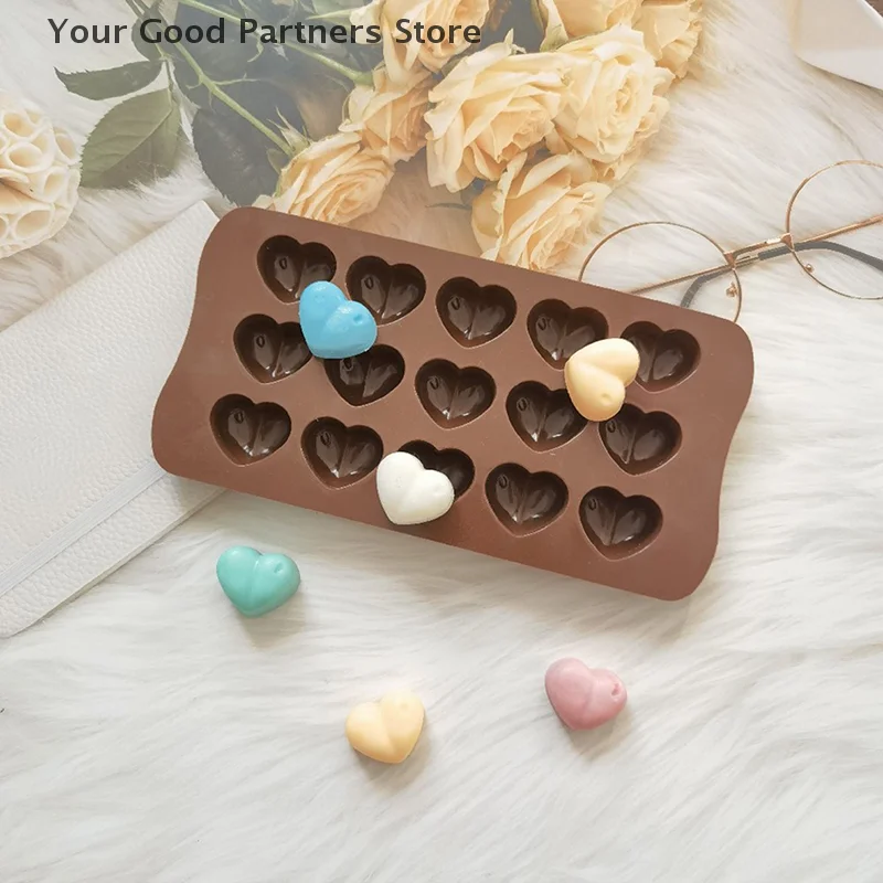 1 Buah Cetakan Silikon Berbentuk Hati Tiga Dimensi 15 Lubang DIY Cetakan Mousse Kotak Es Coklat Cetakan Kue Permen Lembut