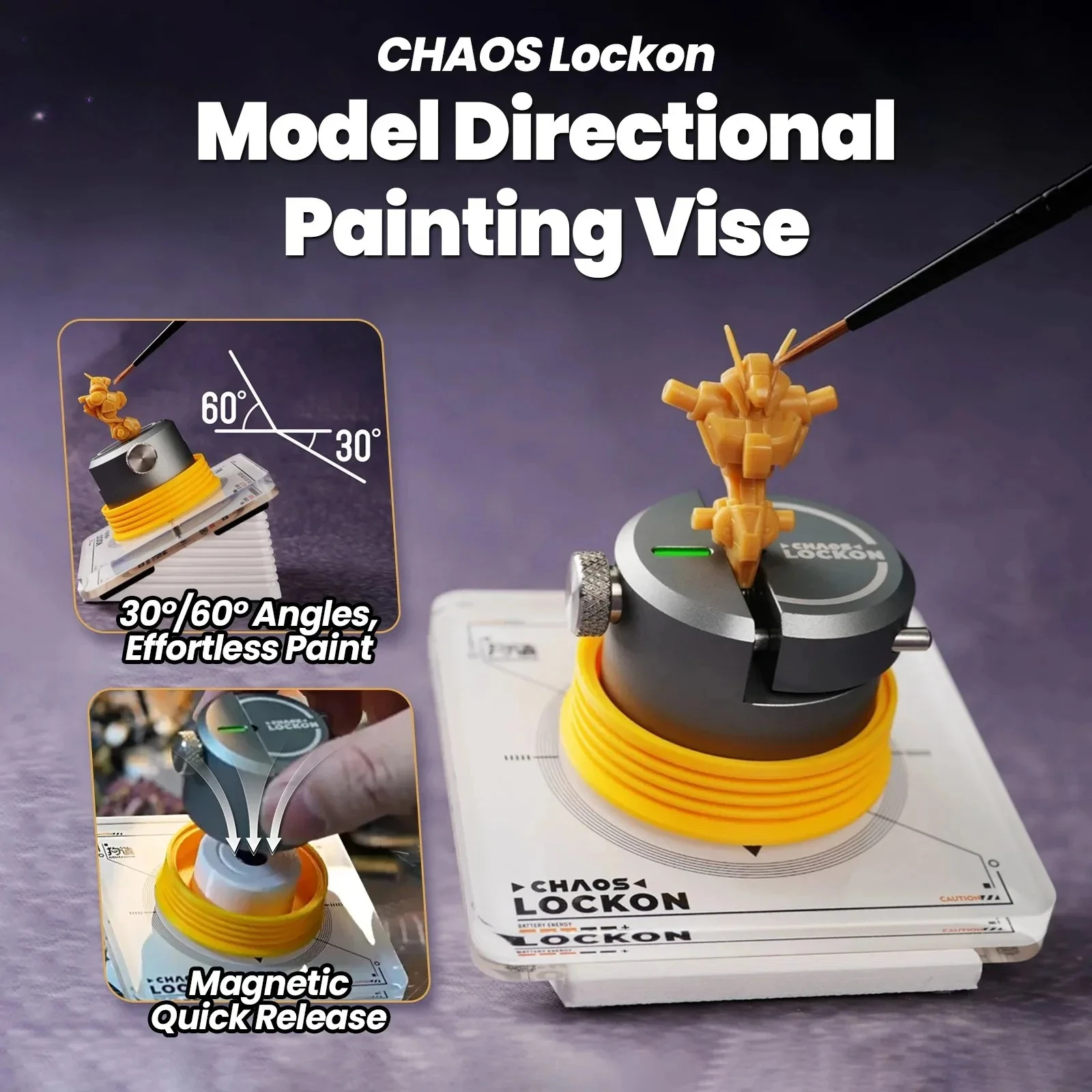 GZS Studio CHAOS Rotatable Painting Vise 30° 60° Fixed Angle Magnetic Base Model Painting Clamp Hobby DIY Craft Tool