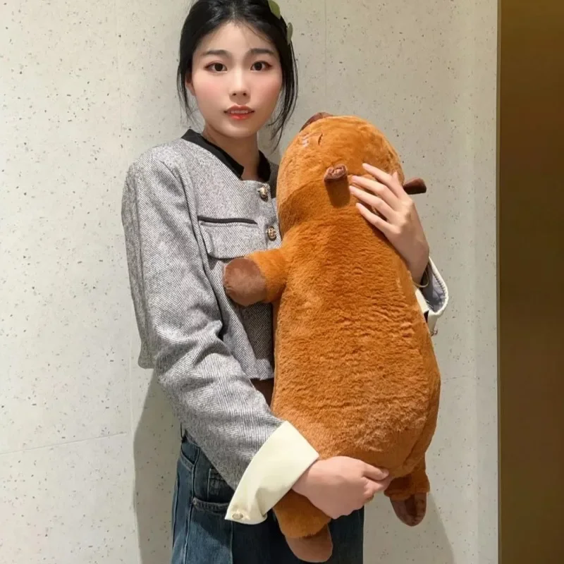 45/65cm Cute Stuffed Capybara Plush Toy Giant Sleep Hugging Body Pillow Bed Creative Long Pillow Home Decor